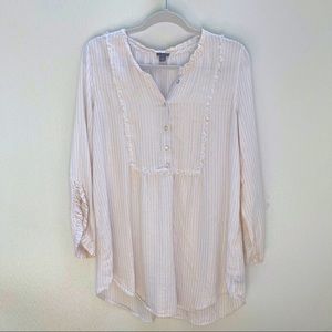 Aerie gold pinstripe button up tunic shirt lagenlook cottage core bohemian boho